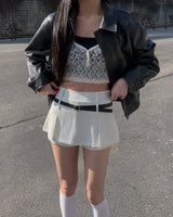 Slub leather jumper