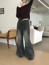 Meto semi bootcut wide denim pants