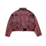 WINE DENIM CROP TRUCKER JACKET