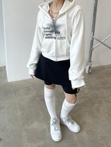 クロップドットフードジップアップ / Crop dot hood zip-up