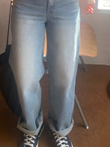 ブルーオンウォッシュドワイドストレートデニムパンツ / Blue-On-Washed Wide Straight Denim Pants