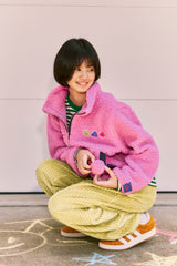 KIRSH X MISAKI KAWAI FLEECE MIX PATCH STADIUM JACKET [PINK]