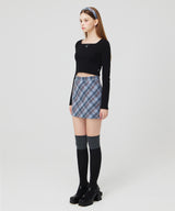 スクエアネックロングスリーブクロップトップ/SQUARE NECK LONG SLEEVE CROP TOP _ BLACK