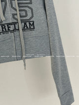 Star cropped mini hoodie zip-up