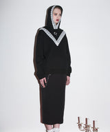 セイラーレースフードTシャツ/ sailor lace hood t-shirt - BLACK (4435429818486)