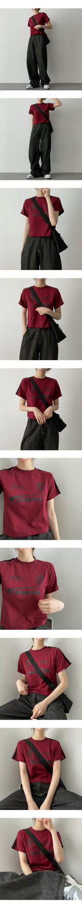 ヴェインラインクロップド半袖Tシャツ / Vaneline Cropped Short-Sleeved T-Shirt