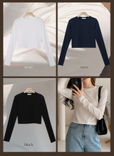 Basic Crop Long Sleeve T-shirt (3color)