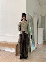 Nalky Bokashi V-neck slit long-sleeve knit