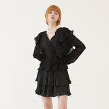RUFFLED BLOUSE (BLACK) (6579703152758)
