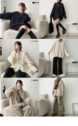 Doot Thick Boxy Thick Twisted Knitted Cardigan