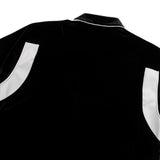 レザートリムベロアジップアップポロシャツ/[UNISEX] Leather-Trimmed Velour Zip Polo (Black)