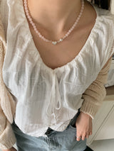ノッティングローズクオーツネックレス / [925silver] Notting rose quartz Necklace