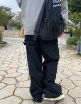 デニムダブルニーワイドパンツ