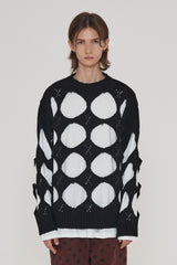 HOLE ARGYLE ROUND KNIT / BLACK (6600196751478)