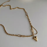 ハートユニークボールドチェーン2WAYハンドメイドネックレス / hun Heart Unique Bold Chain Two Way Handmade Necklace