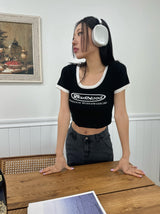 ブラーショートスリーブクロップドTシャツ