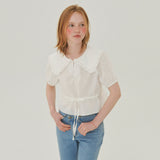 ラッフルカラークロップブラウス / RUFFLE COLLAR CROP BLOUSE_WHITE
