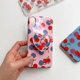 Cherry&Daisy Pink / hard glossy case iPhone Galaxy (6587674099830)