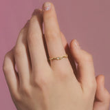two heart wave ring