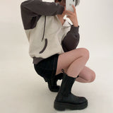 [BELLIDE MADE] Spring version. Raglan color zip-up hoodie