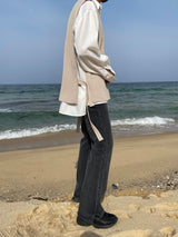 Po Side Slit Black Washing Denim Pants (628) (6699423858806)