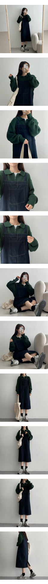 ファッショナブルハチジッパーカラーニット / fashionable hachi zipper collar knit