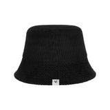 Wide Corduroy Label Bucket Hat Black