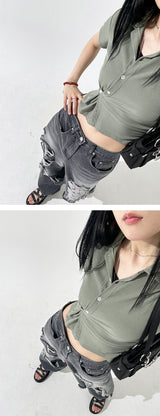 デストロイワイドデニムパンツ
