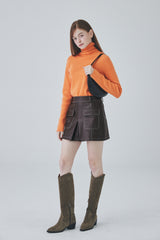 ホールガーメントカシミアタートルネックニット / Whole Garment Cashmere Turtleneck Knit [Orange]