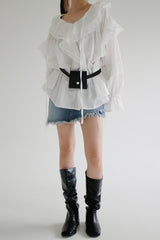 モノラッフルブラウス / Mono ruffle blouse (2color)
