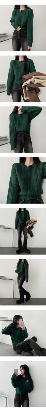 [Wool 10] Rina Twisted Knitted Cropped Cardigan