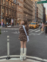 (UNISEX)パリスダメージオーバーチェックシャツ