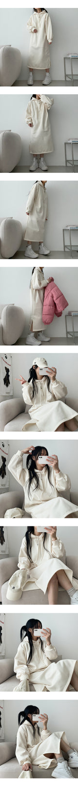 Nappingropping Slit Hooded Dress