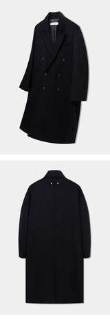 Merino Wool Overfit Double Long Coat (Classic Black)