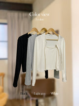 メープルスリムカーディガンノースリーブセット / Maple Slim Cardigan Sleeveless Set (3 colors)