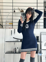 イブリブカラードレス/Eve ribbed collar dress