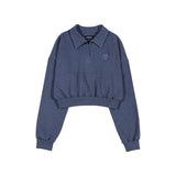 ピグメントウォッシングカラークロップスウェットシャツ / PIGMENT WASHING COLLAR CROP SWEATSHIRT [Pink, Blue]