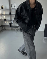 MG Stitch Cropped Leather Jacket (3 colors)