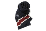 ケーブルニットロゴマフラー/CABLE KNIT LOGO MUFFLER_NAVY