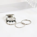 スワンハートレイヤードリングセット / Swan Heart Layered Ring Set / 5 set (2 color)