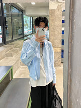 Minimal Big collar cropped shirt (Unisex)