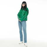 SINGLE LEATHER JACKET GREEN