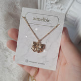 Lovely Ribbon Layered Necklace - Gold