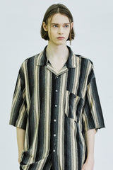 アイロ グランジ ストライプ ジャージ シャツ / airo grunge stripe jersey shirt brown