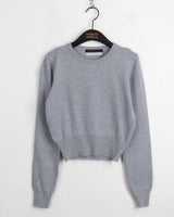 [Cashmere/12color] リモンラムウールラウンドクロップ長袖ニット