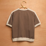 バーシティフットボール半袖スウェットシャツ / VARSITY HALF FOOTBALL SWEATSHIRTS-MUD BROWN