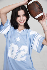 フットボールスタージャージオーバーサイズTシャツ / FOOTBALL STAR JERSEY OVERSIZED T-SHIRT PALE BLUE