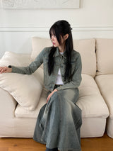 ラジャーパッチデニムロングスカート