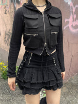 クロップドツーウェイカーゴフードジップアップ / Cropped Two-Way Cargo Hood Zip-Up