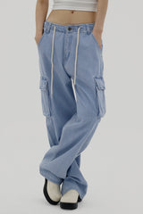 デニムカーゴワイドパンツ/Denim Cargo Wide Pants (2color)